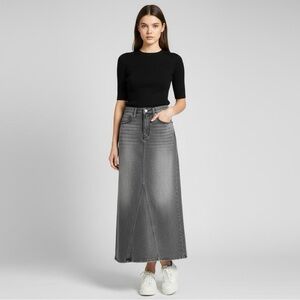 Joe's Faye Jean Maxi Skirt Sz 26 Black Faded Denim